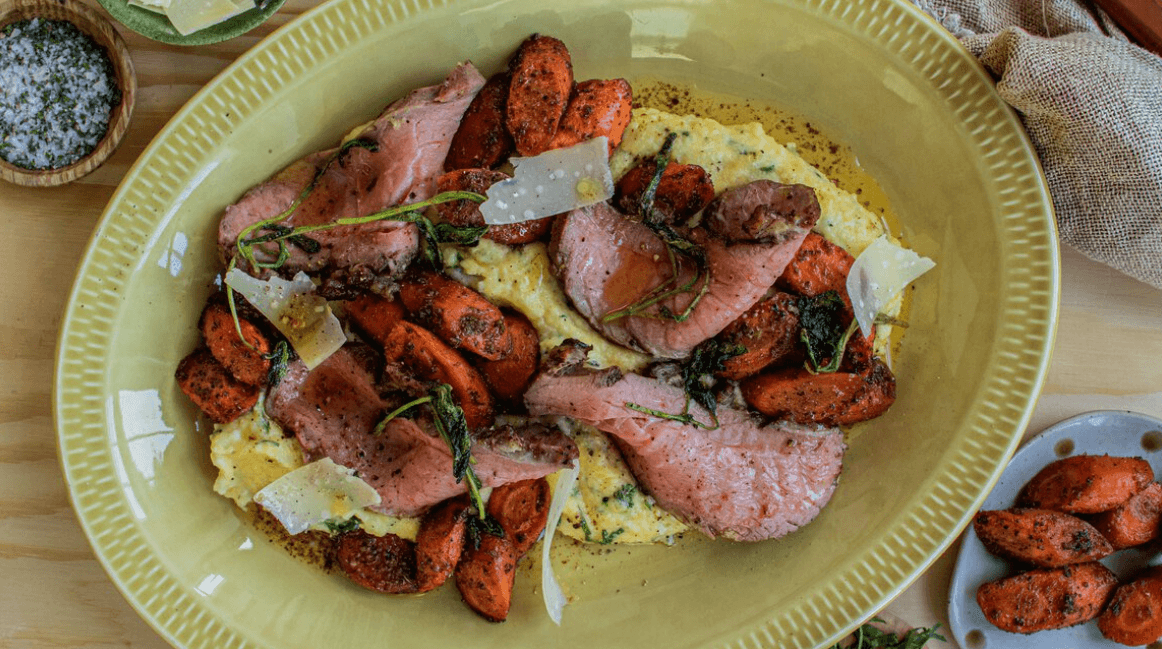 Tri-tip med polenta og salviesmør